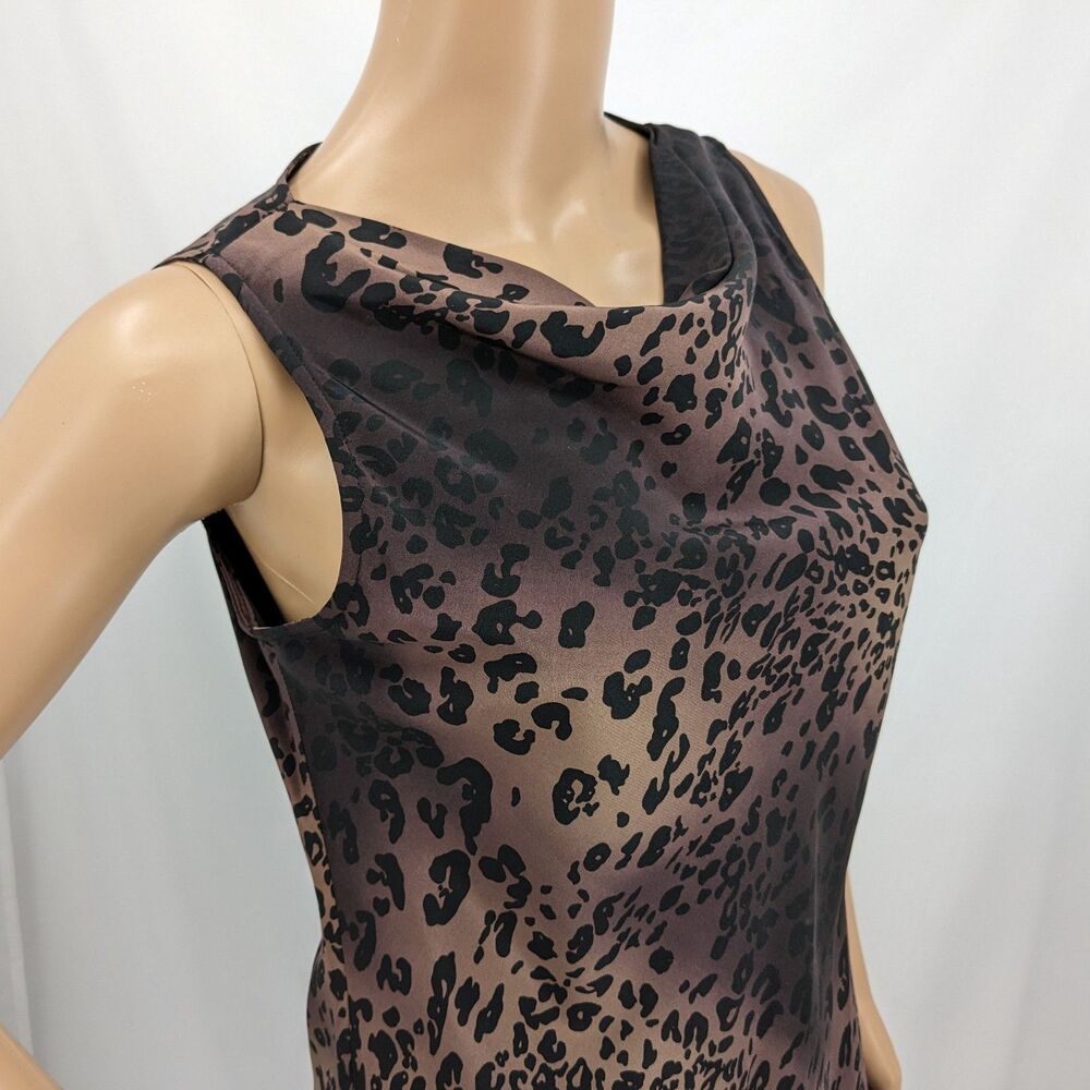 NWT Vintage 1990s Jones New York Silk Mini Dress Animal Print Cowl Size 8P